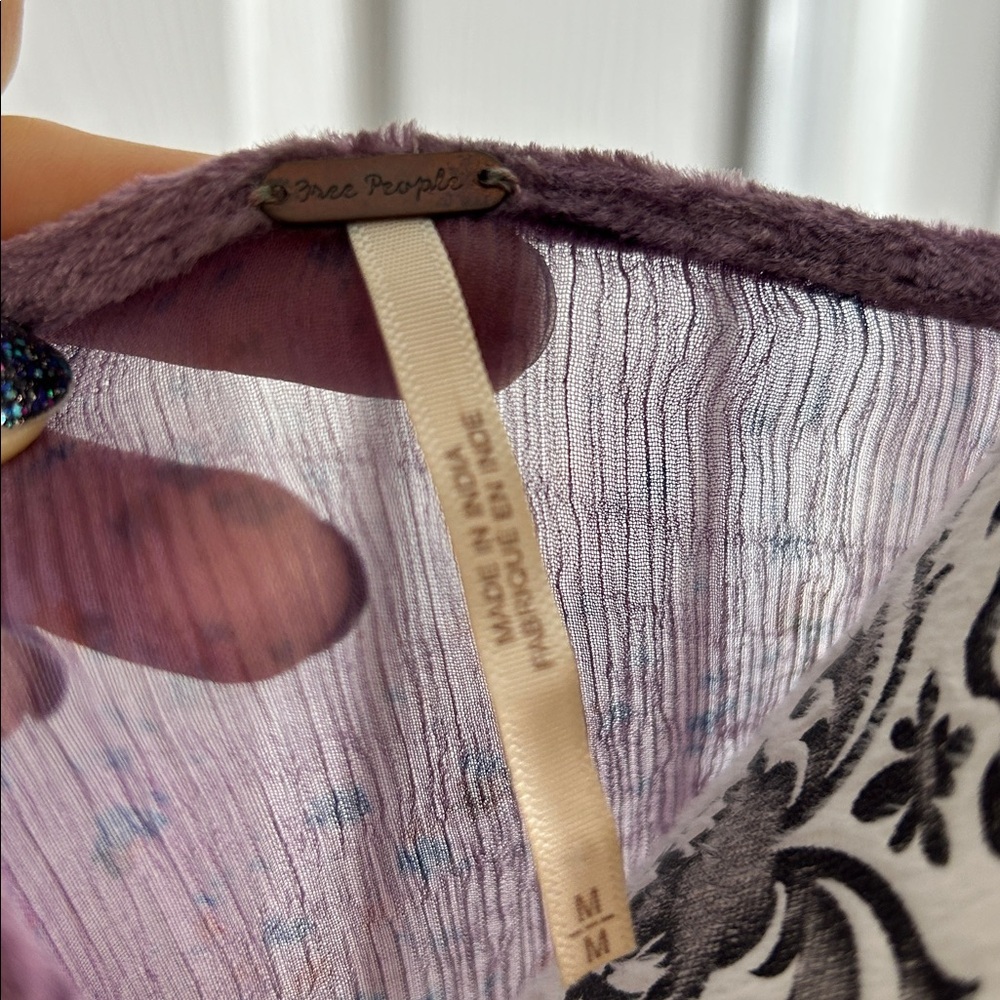 Free People Twilight Embellished Embroidered Tie Dye‎ Midi Dress Orchid Combo M - Picture 3 of 12